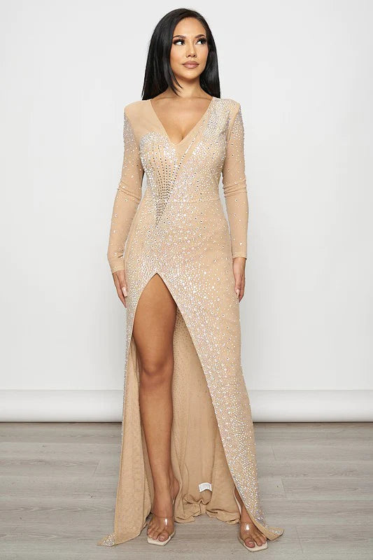 Sparkle's Rhinestone Maxi Dress