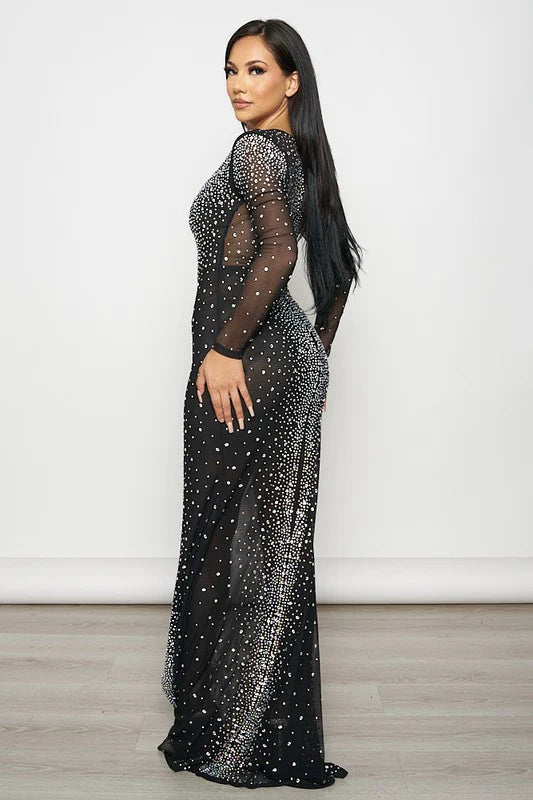 Sparkle's Rhinestone Maxi Dress